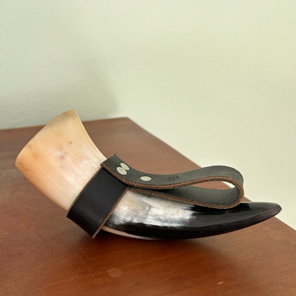 Viking bovine drinking horn with strap